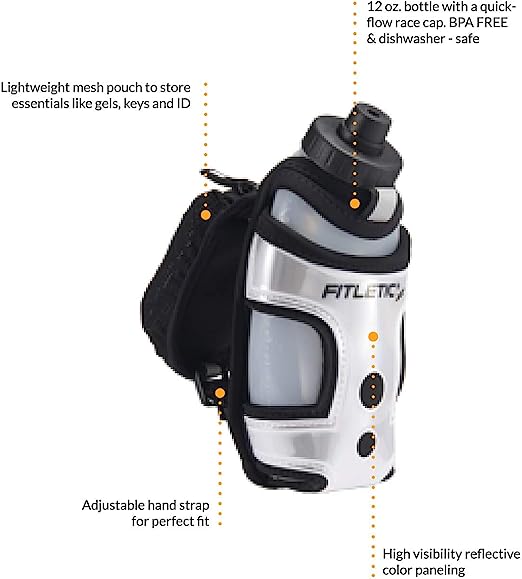 Fitletic Handheld Hydration Bottle Black / Silver